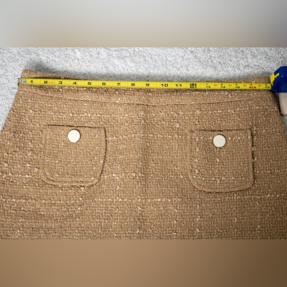 Maison d'Amélie Paris Camel Tweed Wool Blend Zip Up Women’s Miniskirt Size 10 - Picture 7 of 12
